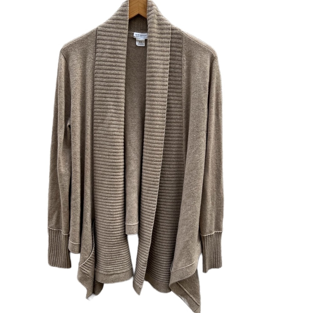 Club Monaco Italian Cashmere Open Front Cardigan in Oatmeal Size Medium
